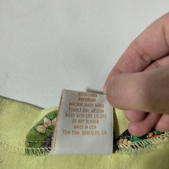 VTG Tom Tom California Sz S Art to Wear Yellow Button Up Shirt Asian Inspired - Picture 5 of 6